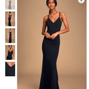 NWT Lulu's Moments Of Bliss Black Backless Mermaid Maxi Dress
